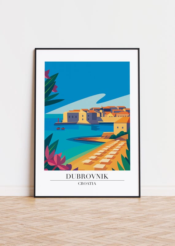 Dubrovnik Cityscape Poster Modern Croatia Art Print