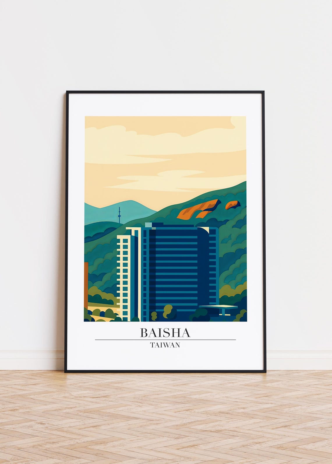 Baisha Cityscape Poster Modern Taiwan Illustration Art