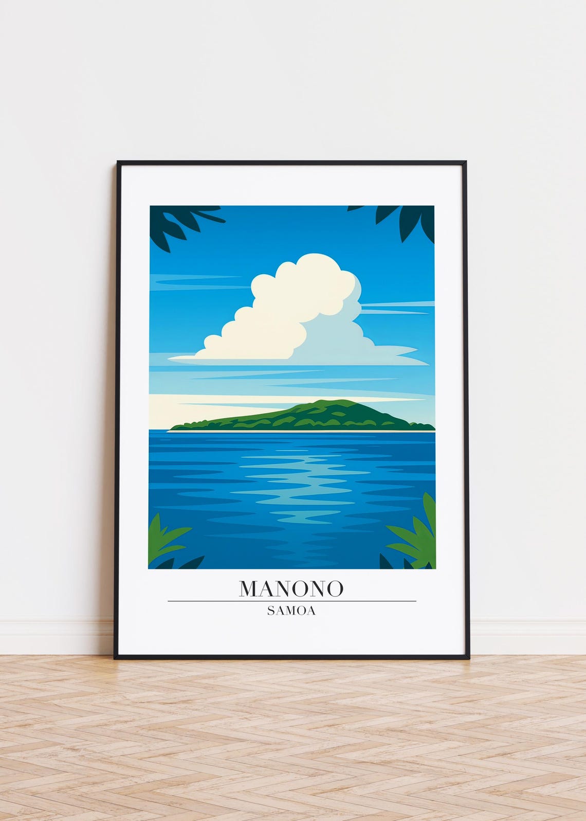 Manono Samoa Island Across Blue Ocean Minimalist Travel Poster