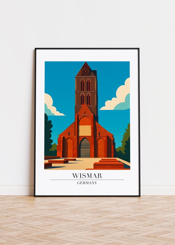 Wismar Germany Red Brick Gothic Church Tower Travel Art Poster