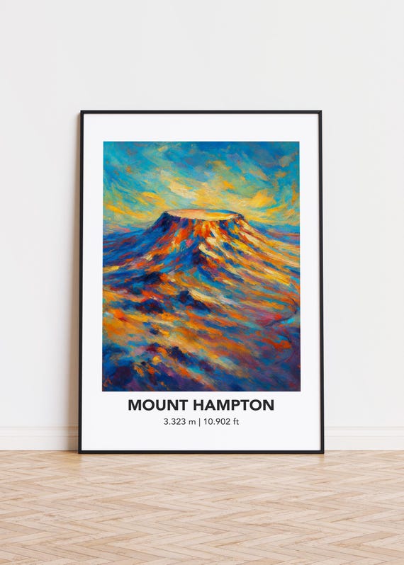 Mount Hampton Mountain Print Modern Oil Painting Style Poster