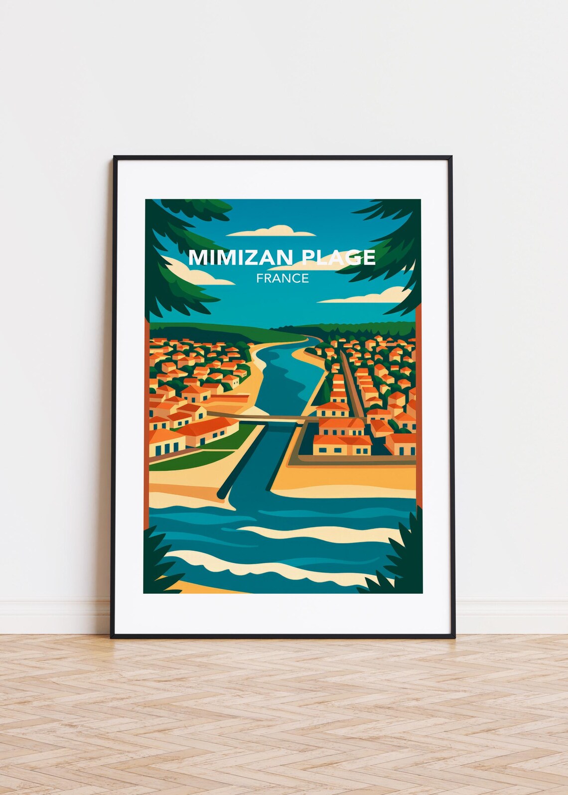 Mimizan Plage France Coastal Travel Poster