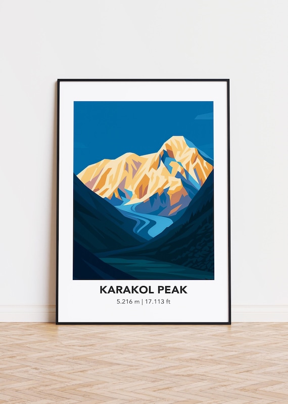 Karakol Peak Art Print Modern Mountain Illustration