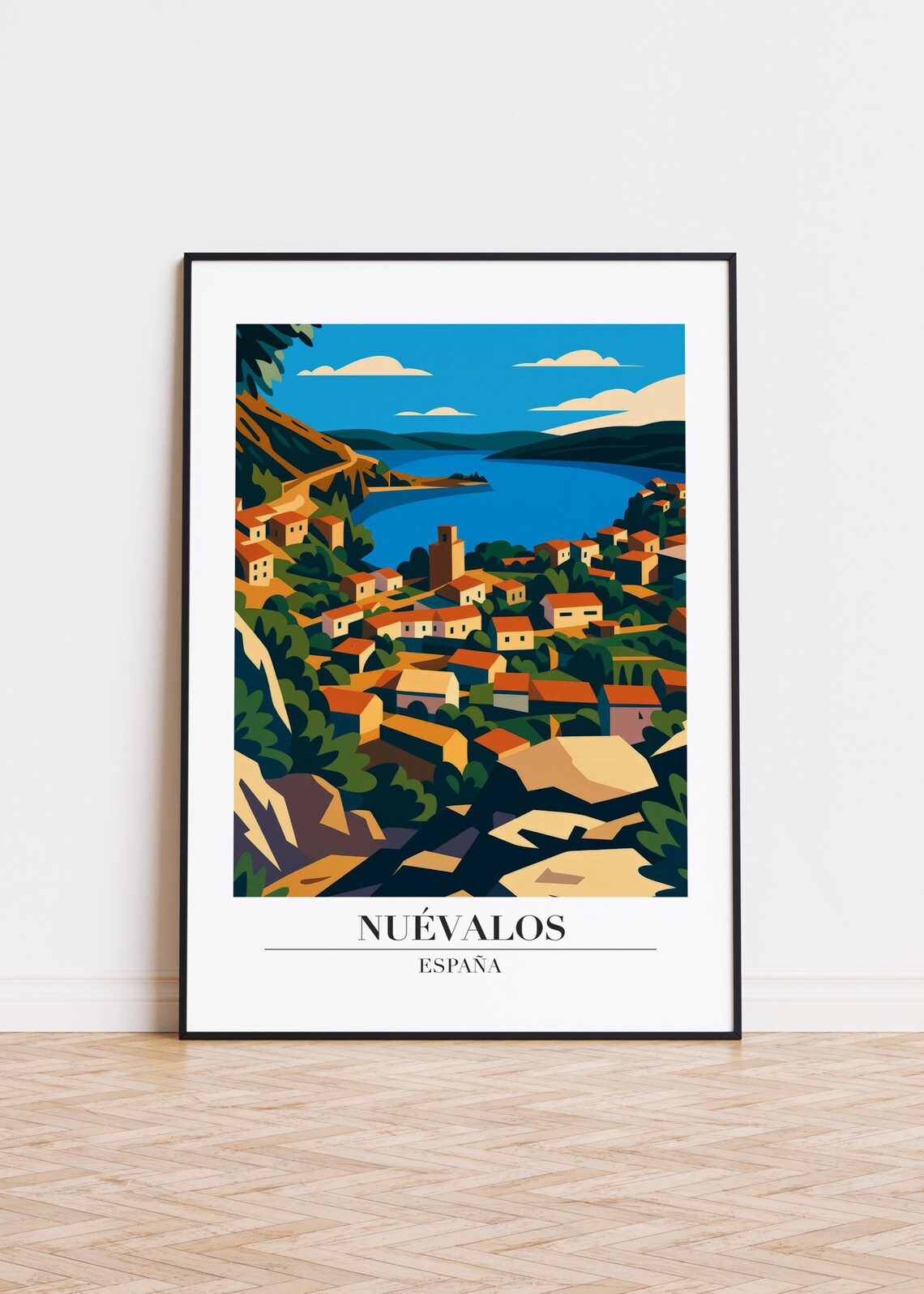 Nuvalos Spain Modern City Illustration Poster