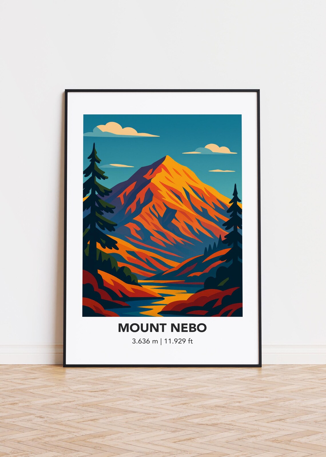 Mount Nebo Minimalist Mountain Illustration, Art Print