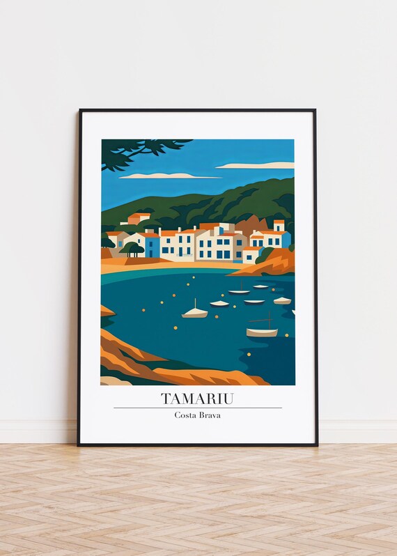 Tamariu Costa Brava Coastal Village Boats Harbor Travel Poster