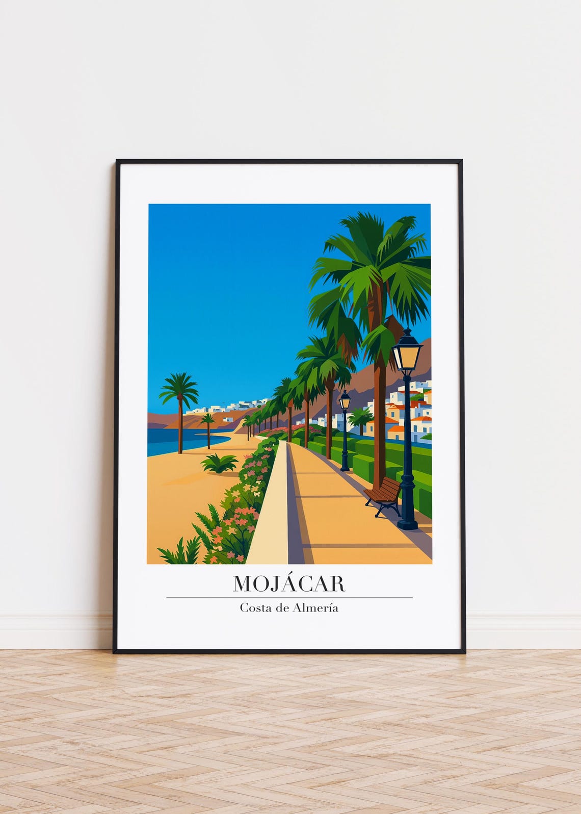 Mojacar Costa de Almeria Beach Promenade Spain Travel Poster
