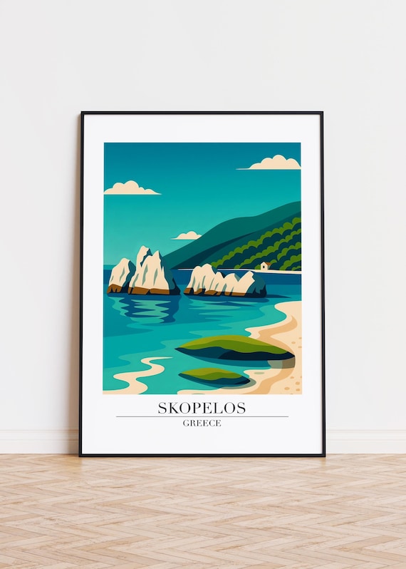 Skopelos Greece Poster Modern Travel Illustration Art