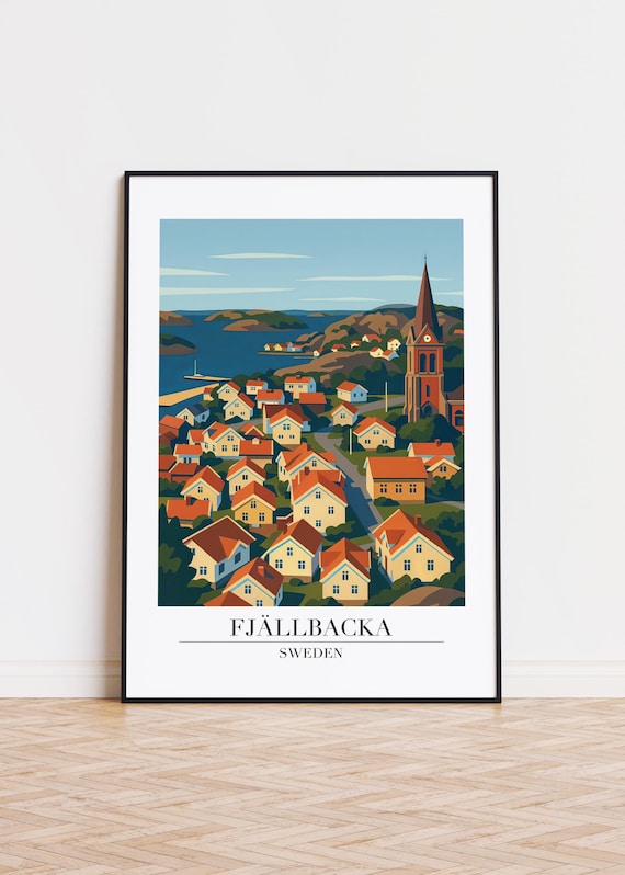 Fjllbacka Sweden Poster Scandinavian Illustration Art