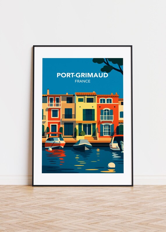 Port Grimaud France Canal Houses Colorful Marina Boat Poster