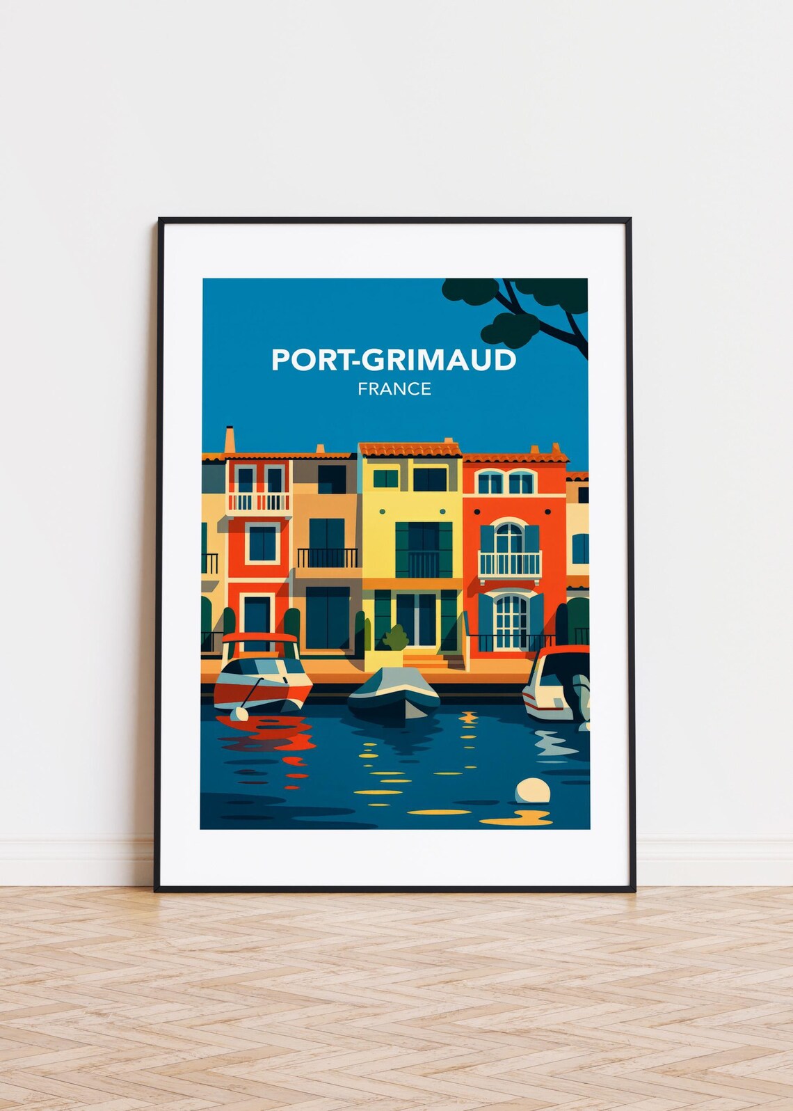 Port Grimaud France Canal Houses Colorful Marina Boat Poster
