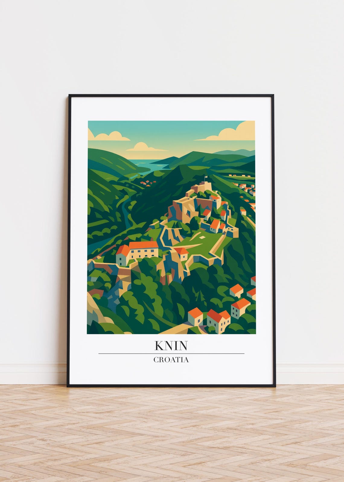 Knin Croatia Poster, City Skyline Art Print