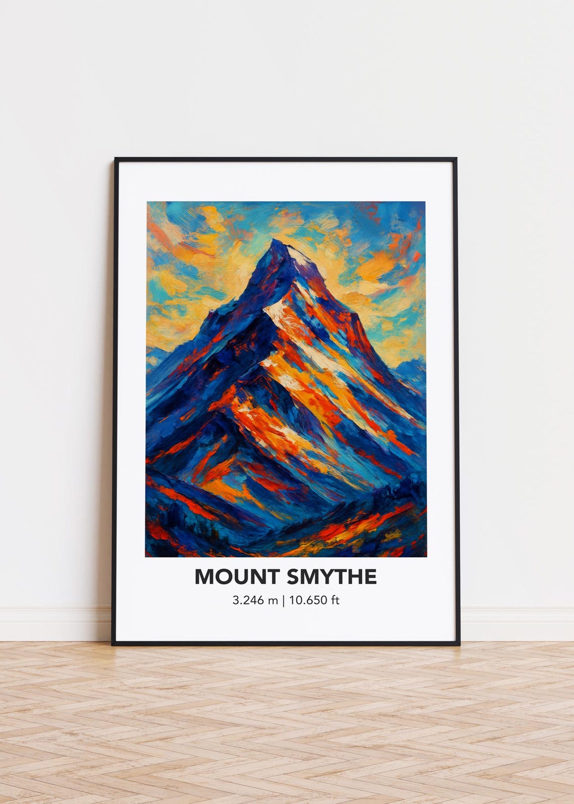 Mount Smythe Colorful Snowy Peak Vibrant Mountain Art Poster