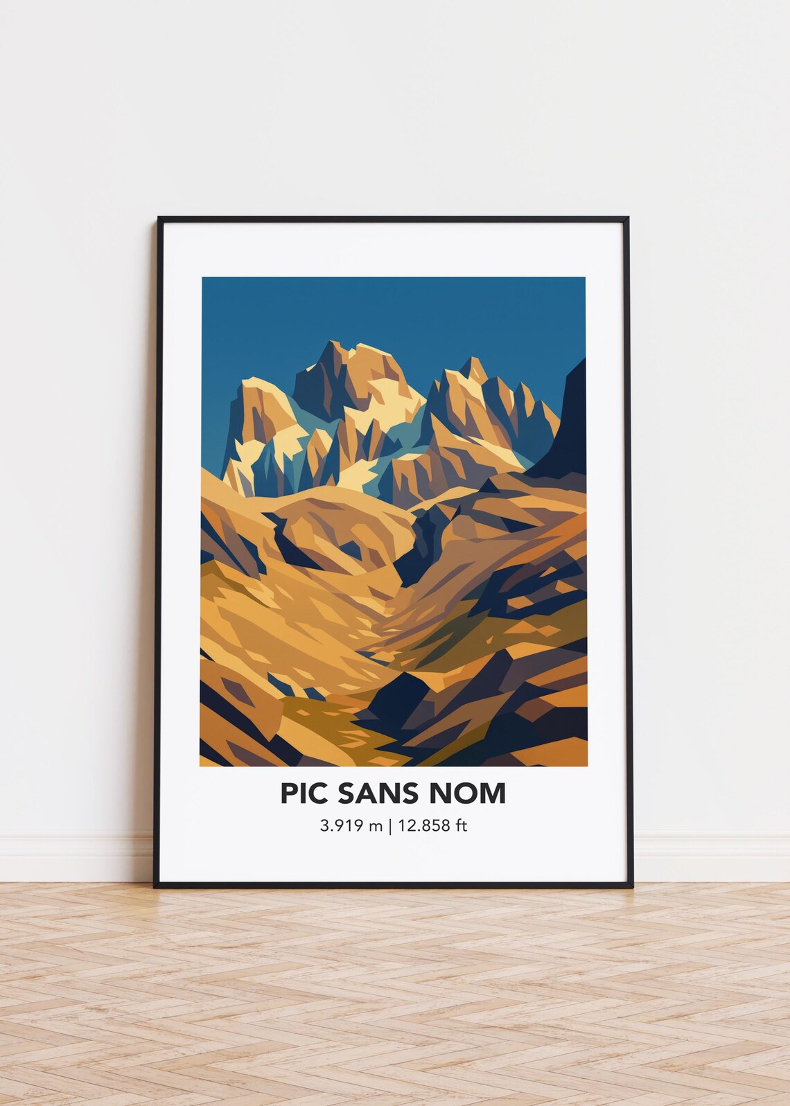 Pic Sans Nom Golden Peaks Modern Minimalist Mountain Travel Poster