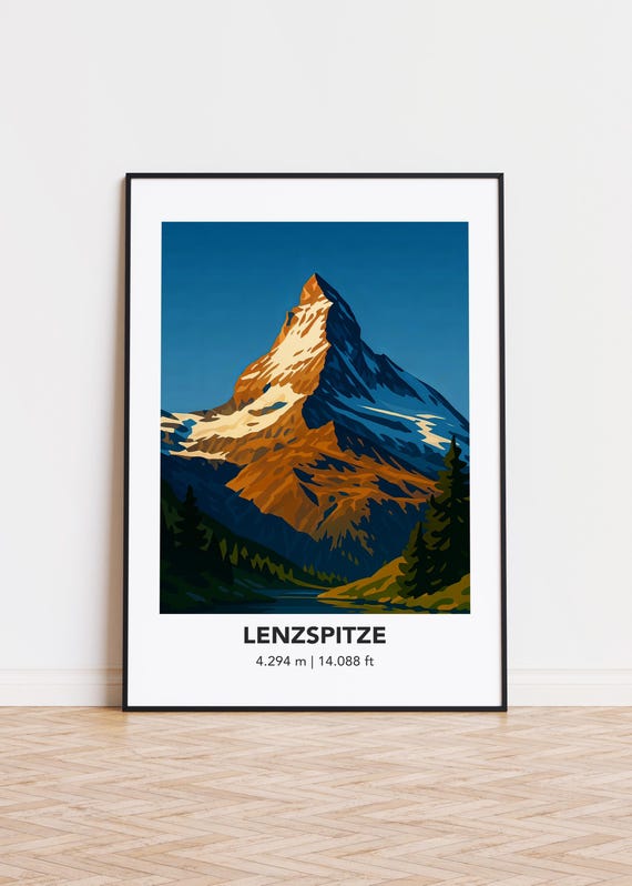 Lenzspitze Mountain Art Print Modern Minimalist Poster