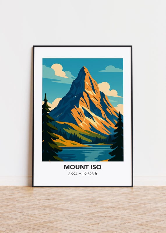 Mount Iso Poster Mountain Print Modern Minimalist Art