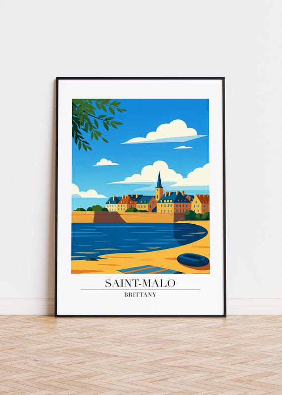 Saintmalo France Poster Skyline Silhouette Art Print