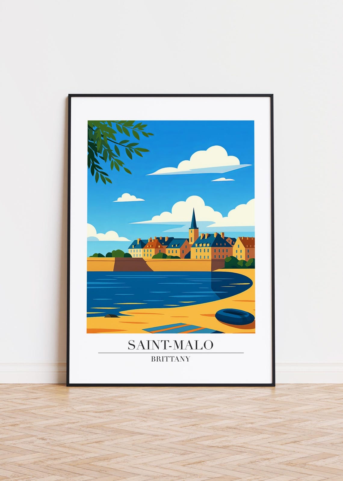 Saint Malo Brittany Walled City Harbor Vintage Travel Poster