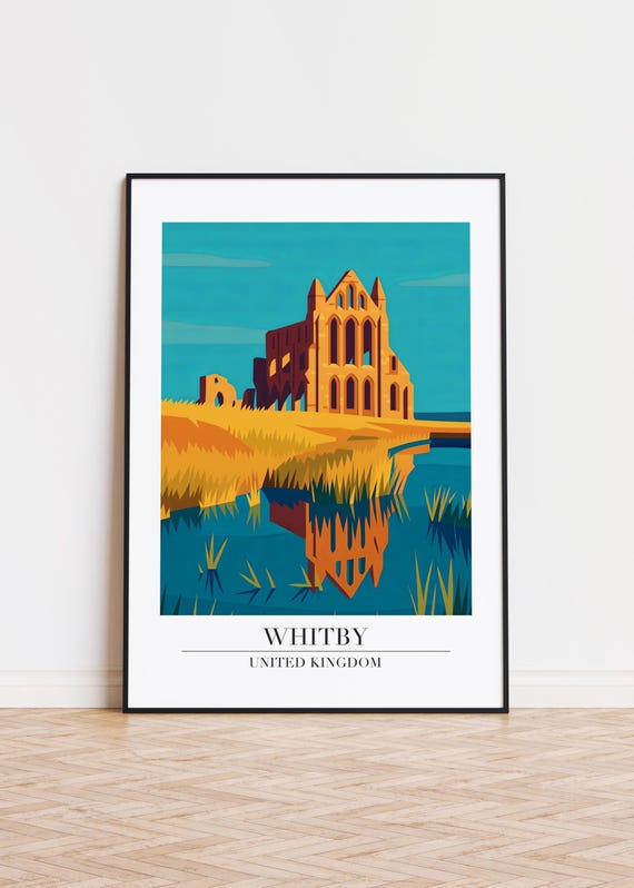 Whitby Travel Poster, United Kingdom Illustration