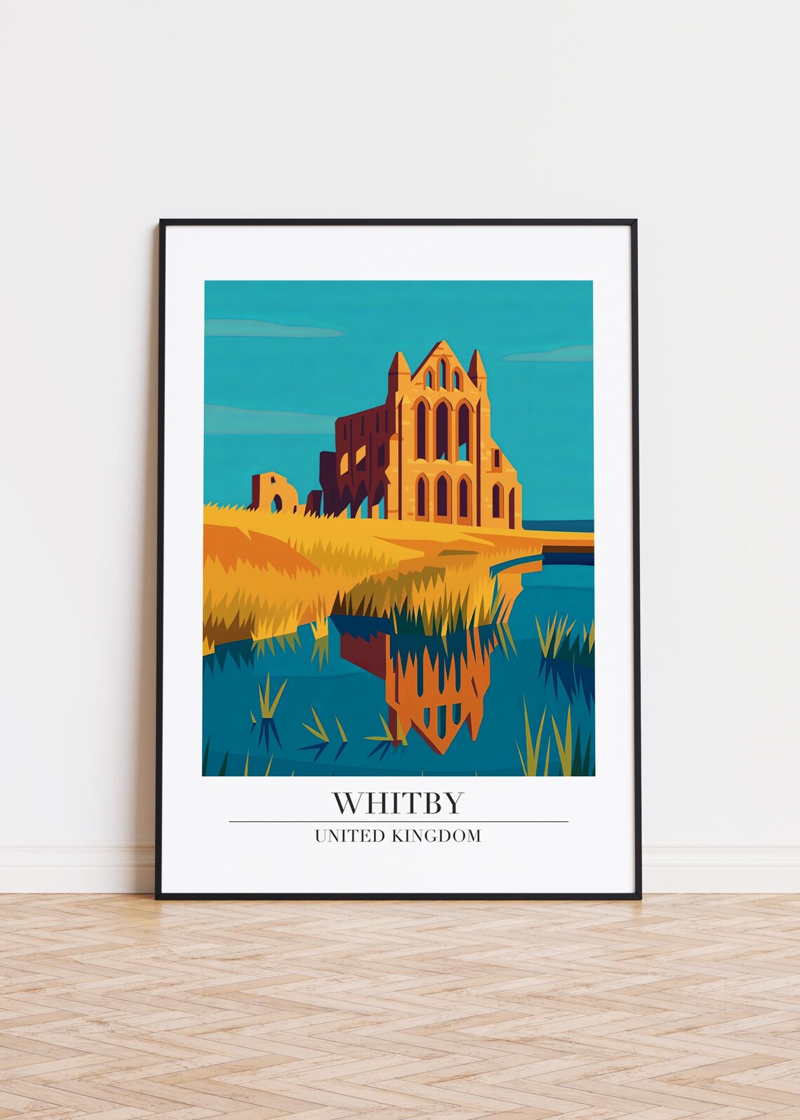 Whitby Travel Poster, United Kingdom Illustration