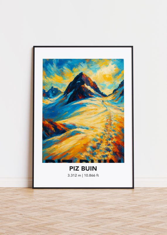 Piz Buin Mountain Poster Modern Oil Painting Style Art Print