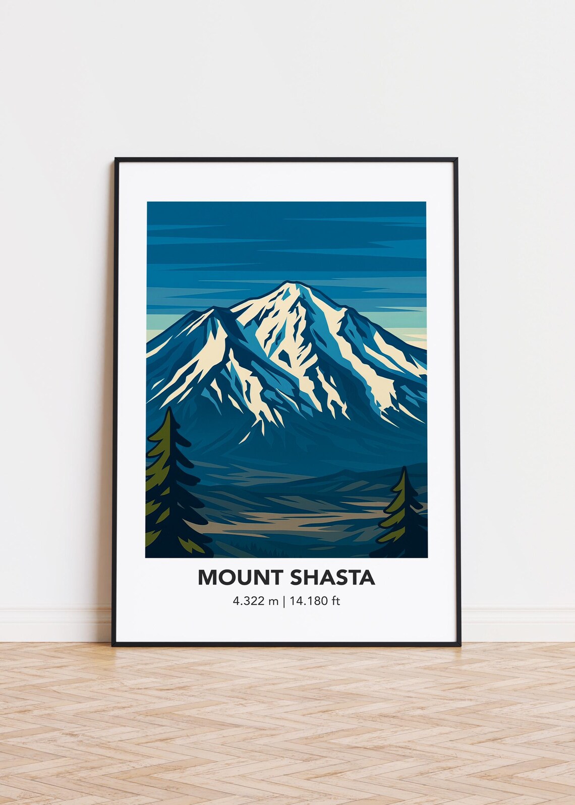 Mount Shasta Minimalist Mountain Illustration, Art Print