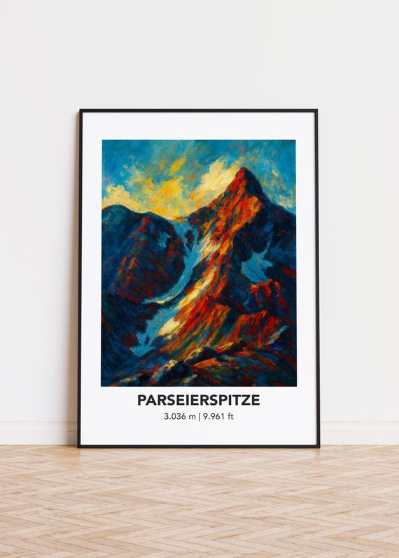 Parseierspitze Mountain Print Modern Oil Painting Style Art Poster
