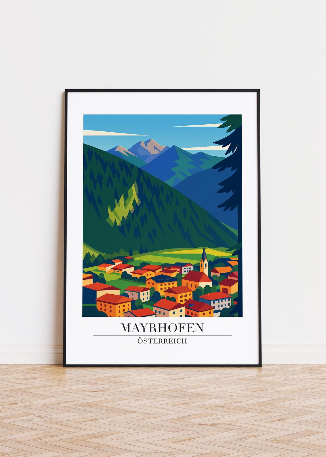 Mayrhofen Austria Modern Travel Poster