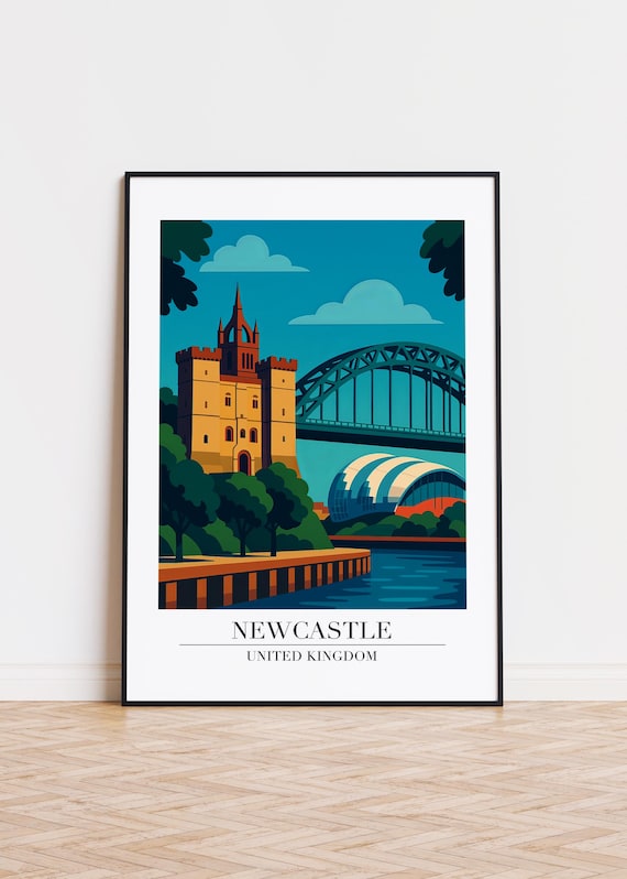 Newcastle Art Print United Kingdom Illustration Cityscape Poster