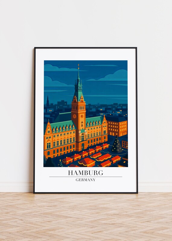 Hamburg City Poster Modern Germany Illustration Art
