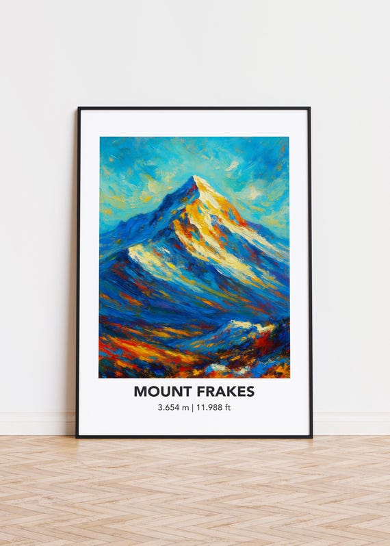 Mount Frakes Poster Mountain Print Modern Oil Painting Style Art