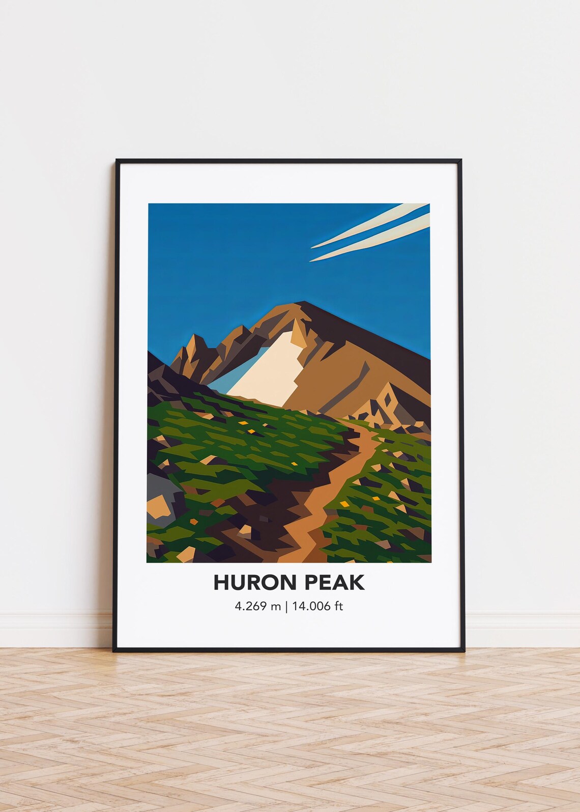Huron Peak Illustration Poster Print, Mountain Landscape