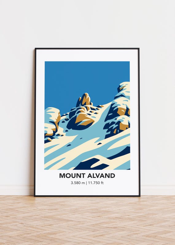 Mount Alvand Illustration Art Print Mountain Silhouette Poster