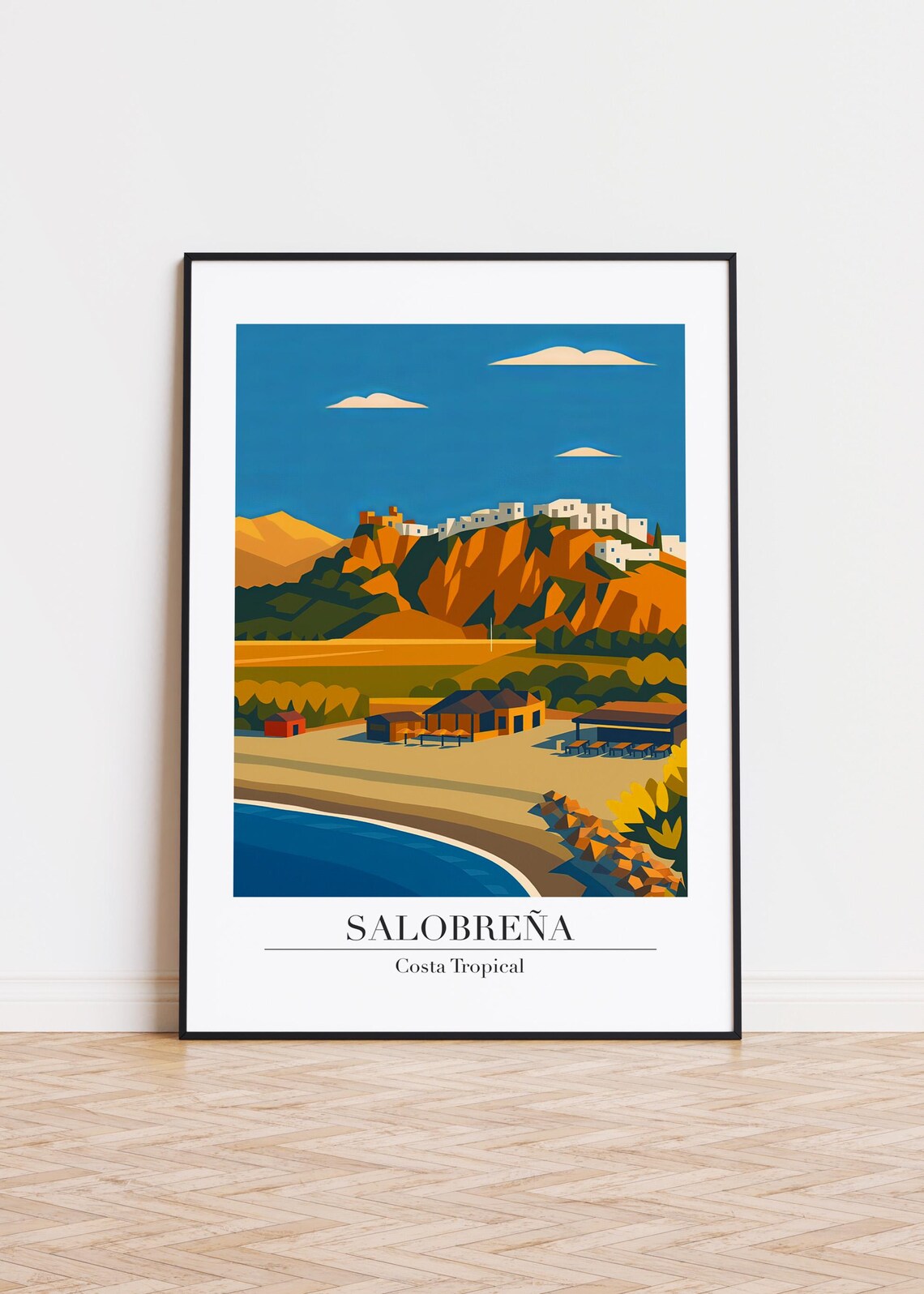 Salobreña Costa Tropical Beach Bars Village Hill Travel Poster