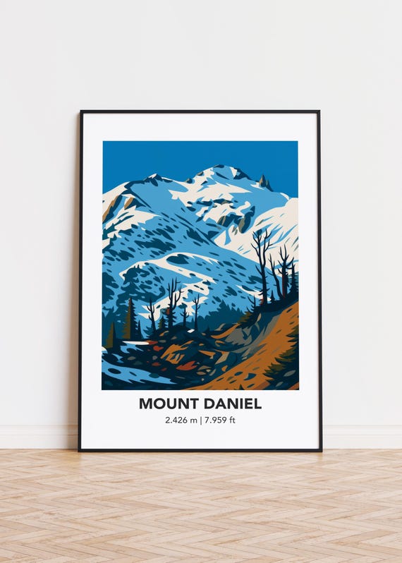 Mount Daniel Print Modern Minimalist Mountain Art Poster