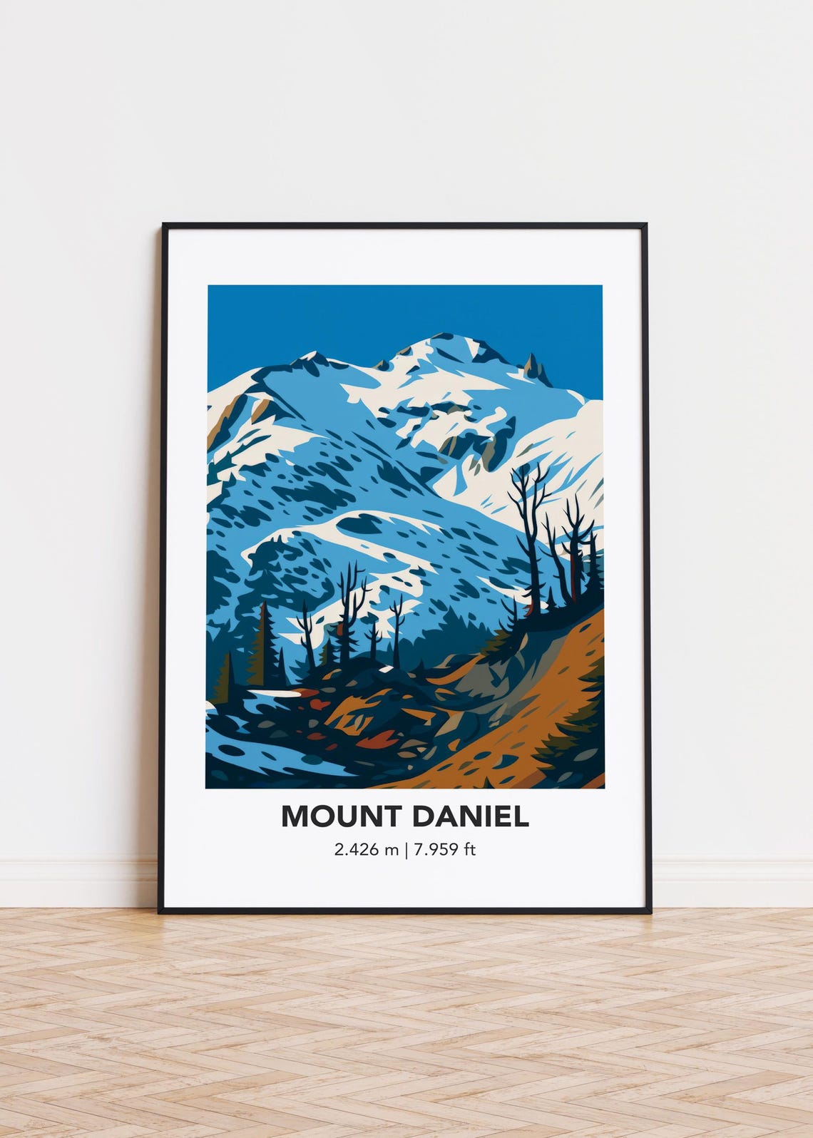 Mount Daniel Print Modern Minimalist Mountain Art Poster