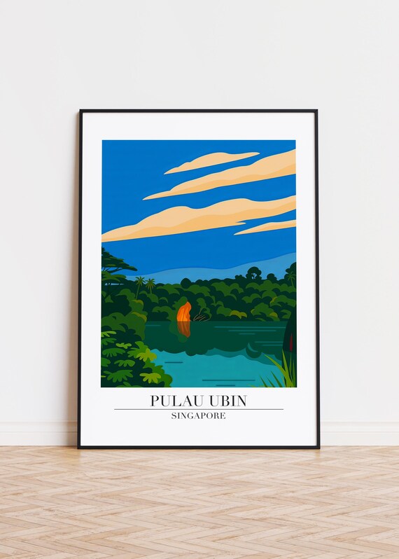 Pulau Ubin Art Print Singapore Illustration Poster