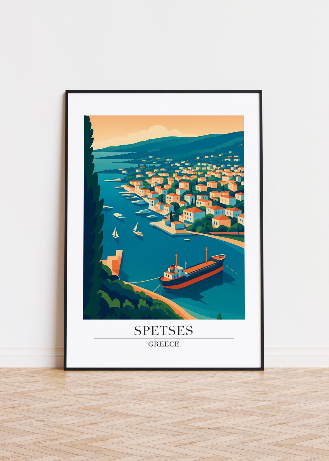 Spetses Greece Modern Travel Poster