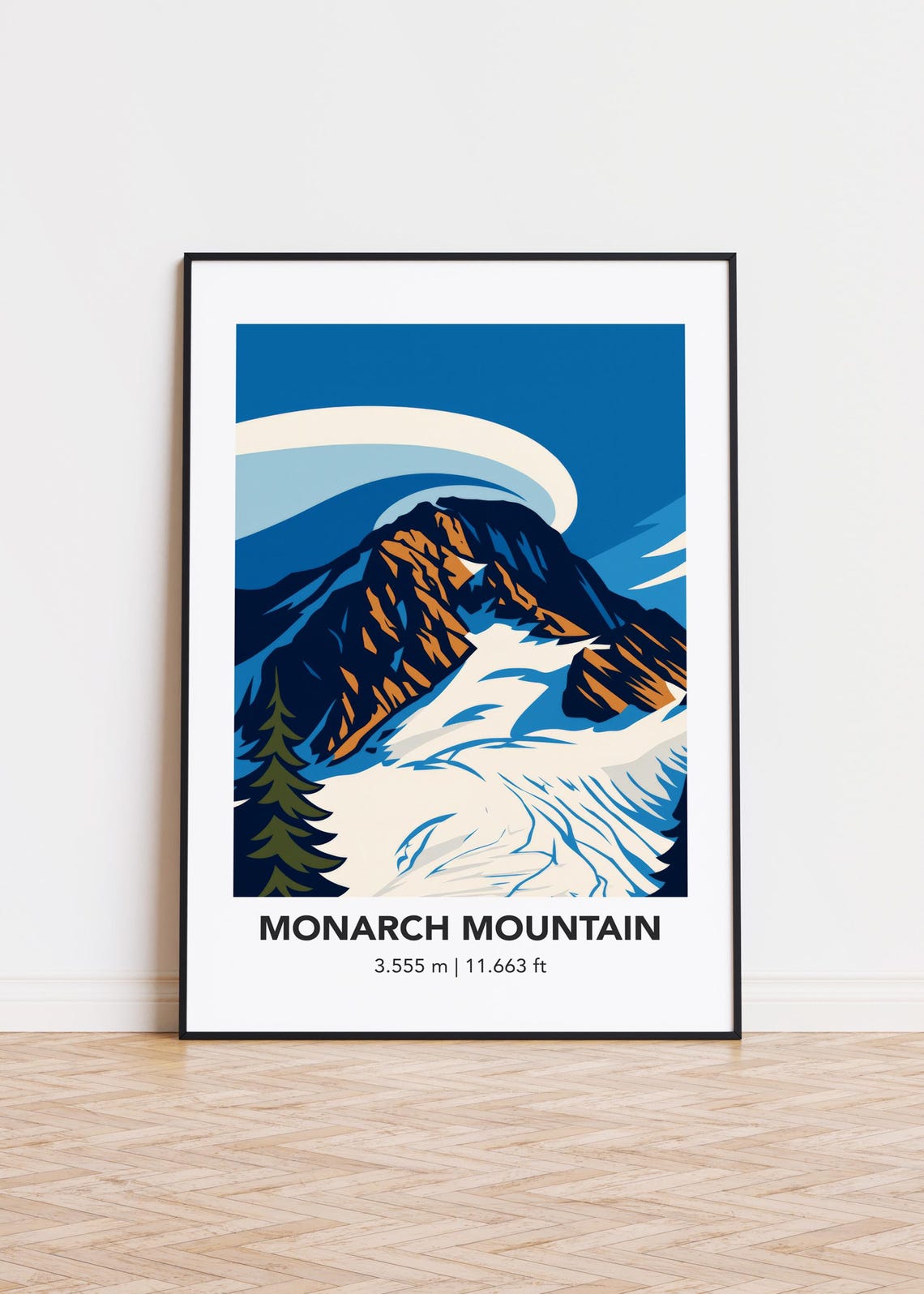 Monarch Mountain Alpine Peak Bold Geometric Illustration Poster