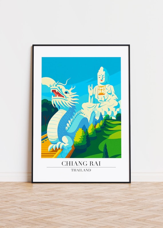 Chiang Rai Art Print, Modern City Illustration