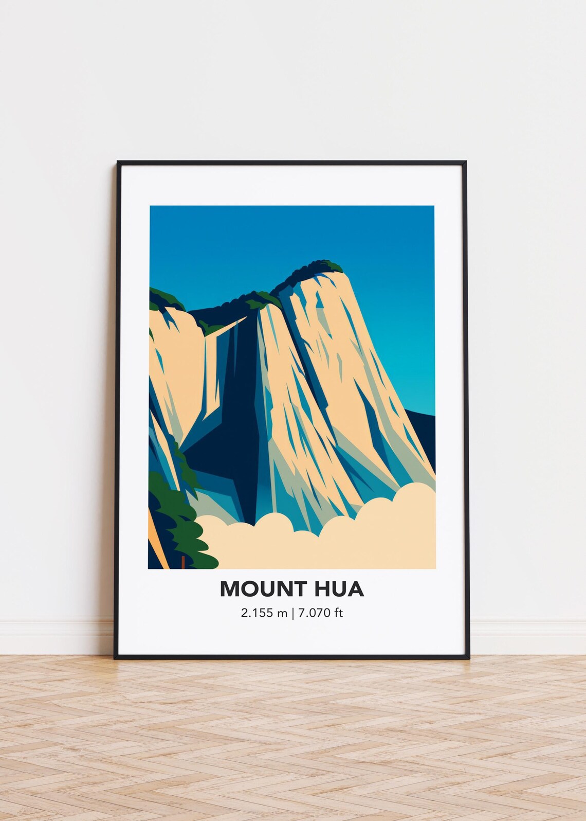Mount Hua Poster, Modern Minimalist Mountain Art