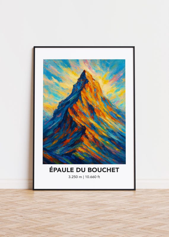 Paule Du Bouchet Mountain Print Modern Oil Painting Style Poster