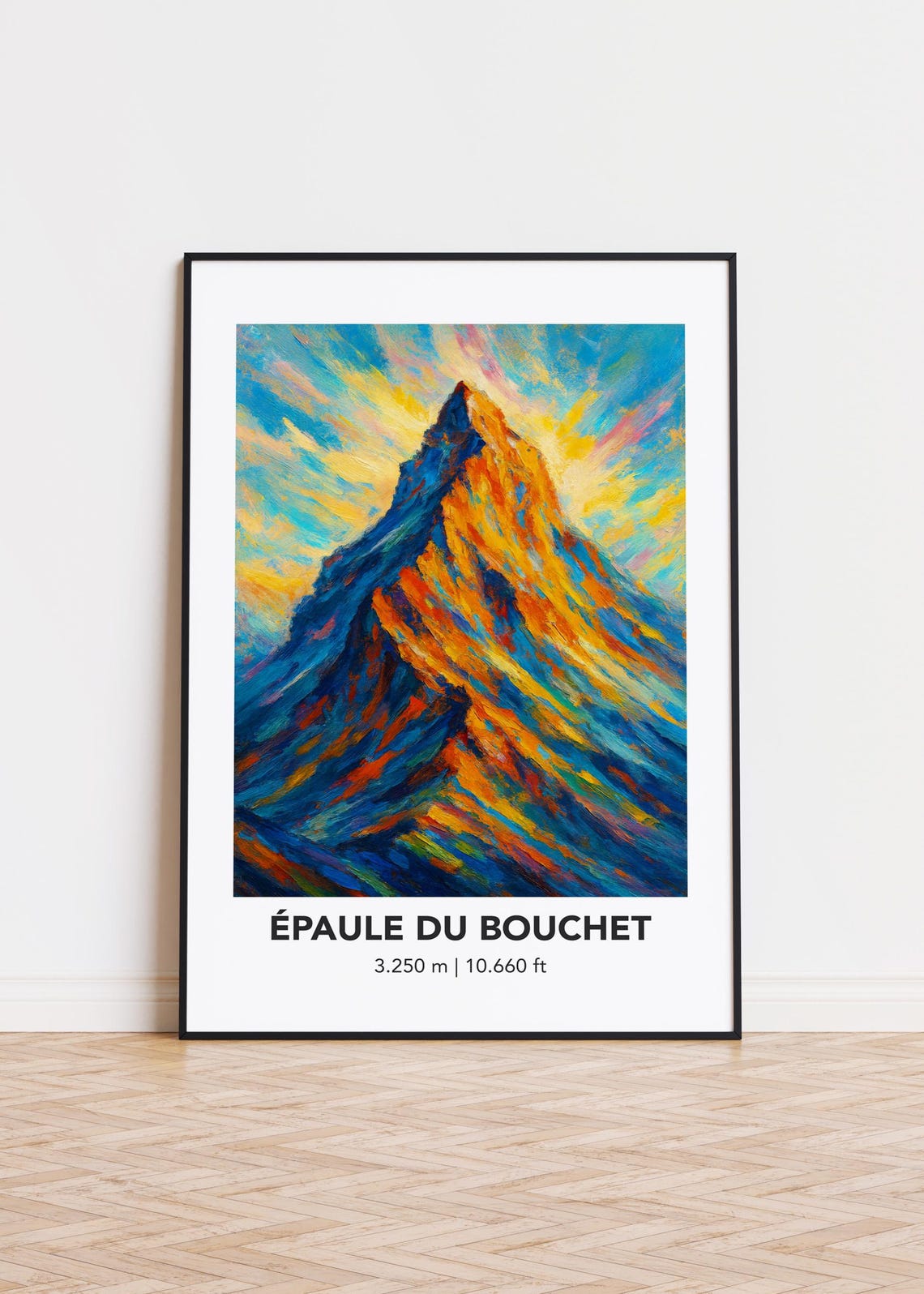 Epaule du Bouchet Sunset Mountain Oil Painting Style Art Poster