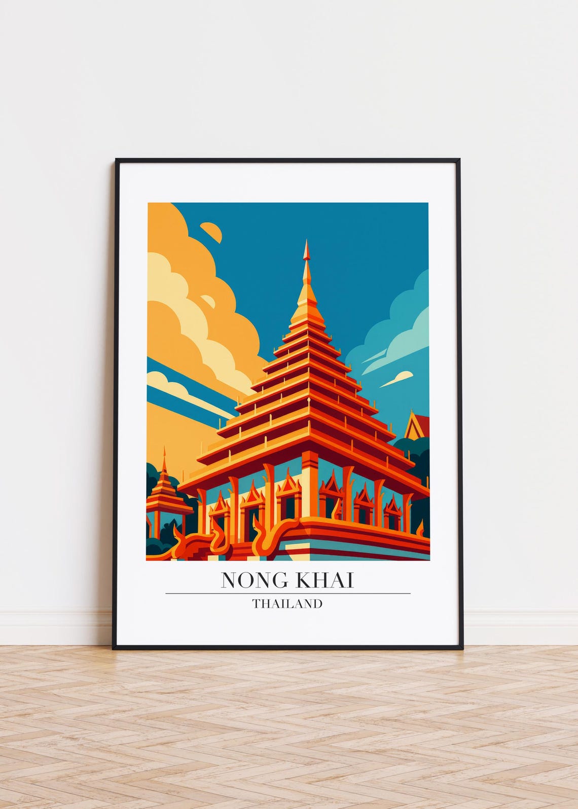 Nong Khai City Poster Modern Travel Art Print