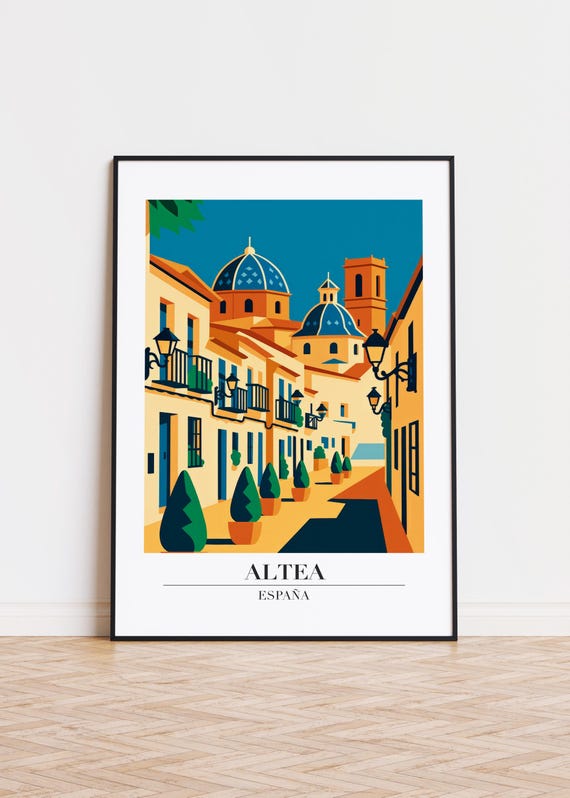 Altea Spain Poster Modern Travel Illustration Skyline Art