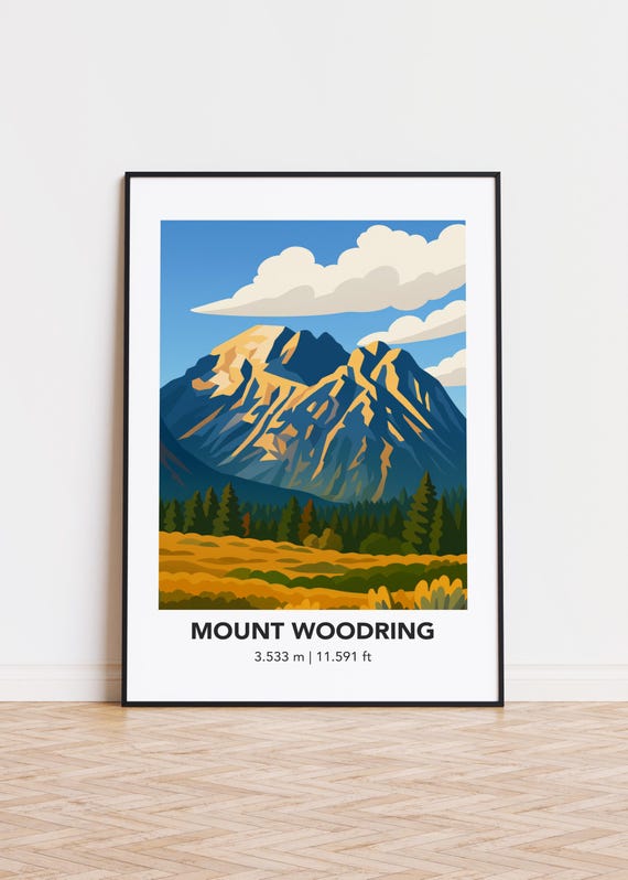 Mount Woodring Art Print, Minimalist Mountain Illustration