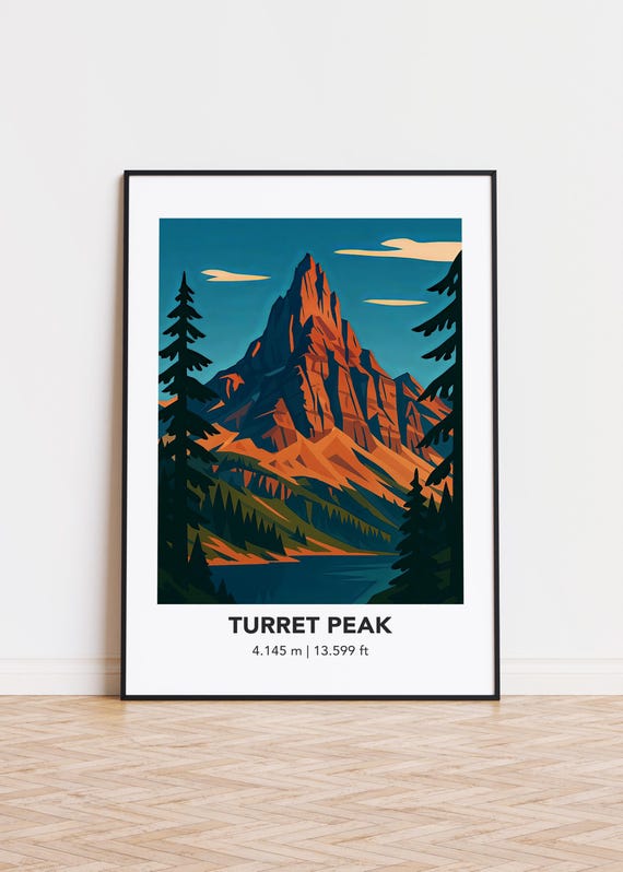 Turret Peak Mountain Illustration, Art Print