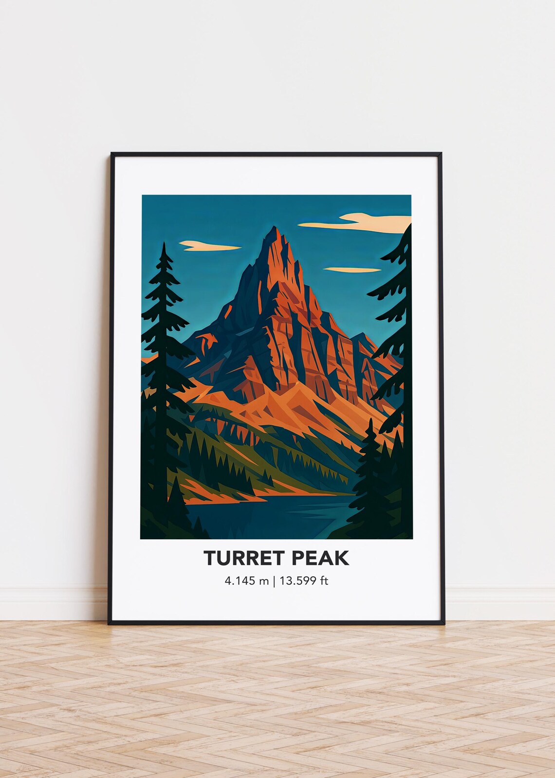 Turret Peak Mountain Illustration, Art Print