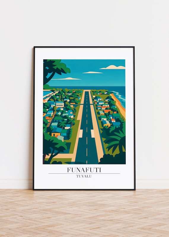 Funafuti City Poster Tuvalu Illustration Art Print