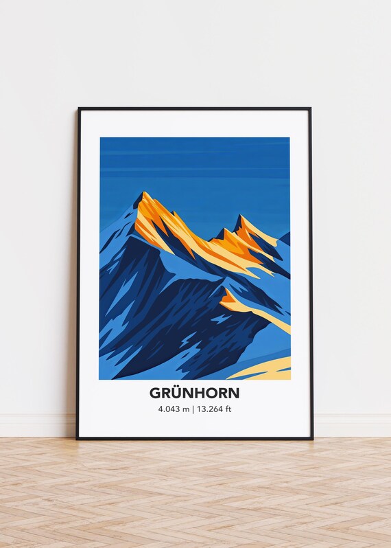 Grnhorn Mountain Illustration Art Print Modern Minimalist Poster